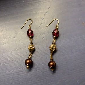 Gold and Burgundy Earrings